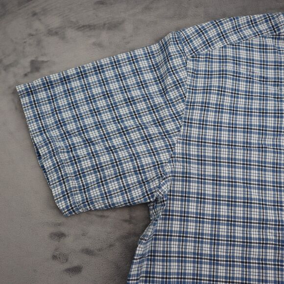 Eddie Bauer Shirt Mens XL Blue Plaid Button Down Short Sleeve Pocket Outdoor - Picture 9 of 16